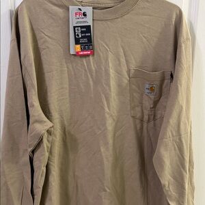 Carhartt Men's Khaki Size Large Long Sleeve Tee